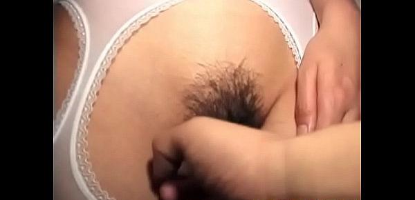  Hitomi Ikeno gets vibrator on hairy pussy through crotchless - More at hotajp com